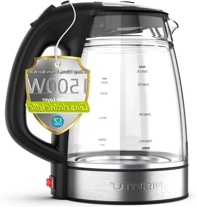 Elektrische waterketel - Glazen ketel - Water koken - Dubbellaags vacuüm - 17 Liter - Zwart
