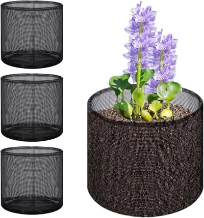 Waterplanten Manden - Vijverplant Potten - Planten Kweken - Ademend Net Materiaal - 18 cm - Zwart