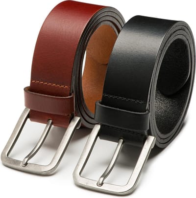 DTCH.FIT Herenriem Leer Mason - Riem Zwart & Bruin - Jeans Broekriem - Riemmaat 85cm - Totale lengte 100cm - 2 Stuks