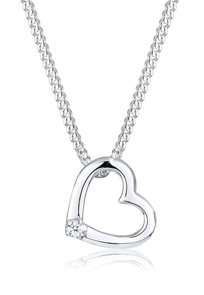 Elli PREMIUM - Halsketting - Dames Hart Hanger Liefde Fijn met Diamant (0.015 ct.) in 925 Sterling Zilver - Dames
