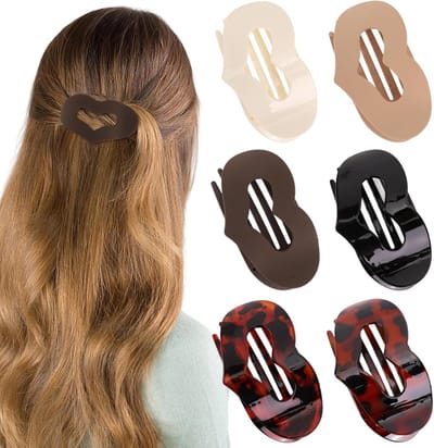 6-Pack platte haarklemmen - Concave haarklemmen - Geschikt voor dik, dun en fijn haar - Antislip sterke grip, Franse klemaccessoires - Geschikt voor reizen, werk, feestjes en dagelijkse styling