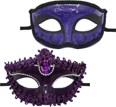 Set van 2 Venetië Maskers voor Stellen - Elegante Maskerade Maskers voor Feest, Bal en Kostuum