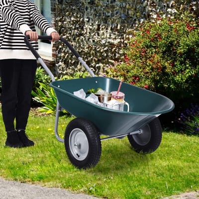 Schuifwagen met 2 luchtbanden – Bouwkruiwagen voor Tuin en Stal