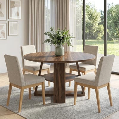 Eettafel uittrekbaar - Keukentafel modern - Eten met gezin - Kruisvormige basis - 110x110x75 cm - Rustiek bruin