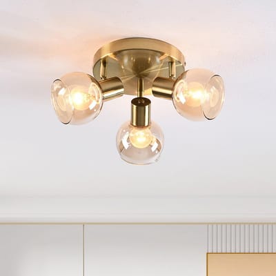 LumenXL - Plafondlamp Peri met amber glas en 3 spots