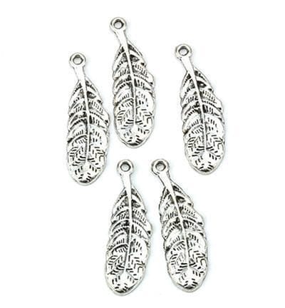 12419-1912 Metal Charms. Feathers. Platinum
