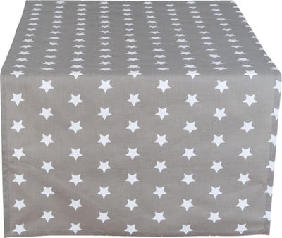 Clayre & Eef tafelloper taupe met sterren 50x140 cm