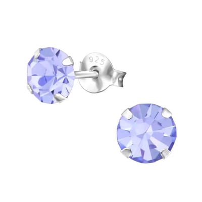 Aramat Jewels | Oorbellen | Lila Kristal Zilveren Oorbellen | | | |6mm | Zilver | Kinderen, Volwassenen | Verkleurd niet