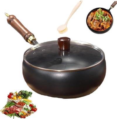 Smeedijzeren Koekenpan - Japanse Pan Koekenpan - Veelzijdig Koken - Handgesmeed Vakmanschap - 24/28 cm - Zwart