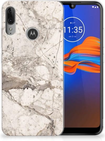 TPU Hoesje voor Motorola Moto E6 Plus TPU Siliconen Hoesje Marmer Beige