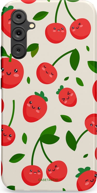 Casetastic Hoesje Geschikt voor Samsung A34 (5G) - Stijlvolle Beschermende Duo-layer Case - Knappe Kers