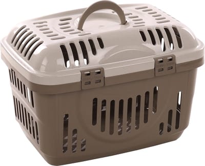 Reisbench – Transportkooi Darva Taupe 48,5x33,5x33cm – veilige draagbare bench voor katten, kleine honden & knaagdieren