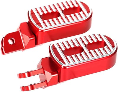 Motorfiets Voetsteunen - Rider Pedalen - Verbeterd Rijcomfort - 3D Carve CNC Aluminium - Set - Rood