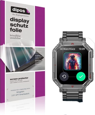 dipos – 6x Beschermfolie geschikt voor Mingdaln 2.01 GPT Smartwatch | Krasbestendige & heldere Screenprotector Ultra-Thin