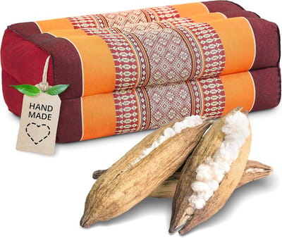 Hoekig Yogakussen - Meditatiekussen Steunkussen - Ontspannen Zitten - Handgemaakt Kapokvulling - 17x34x12 cm - Oranje