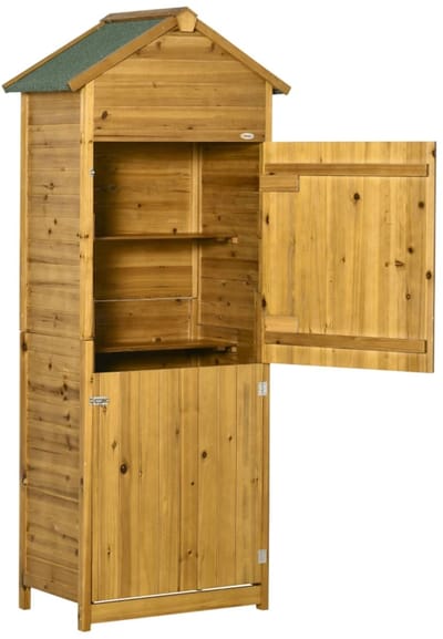 Houten Tuinschuur - 79x49x190 cm - Tuinhuis - Tuinkast - met Planken, Deuren & Asfalt Dak - Weerbestendig - Gereedschapsschuur - Opslagruimte Tuin - Tuingereedschap Bewaren - Buitenschuren - Hout