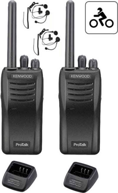 Motorset van 2 stuks Kenwood TK-3501 met helm headset en laders