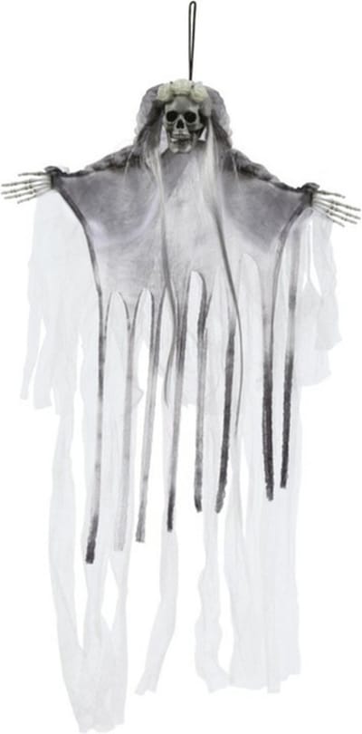Fiestas Horror decoratie skelet spook bruid pop - hangend -70 cm - Halloween hangdecoratie