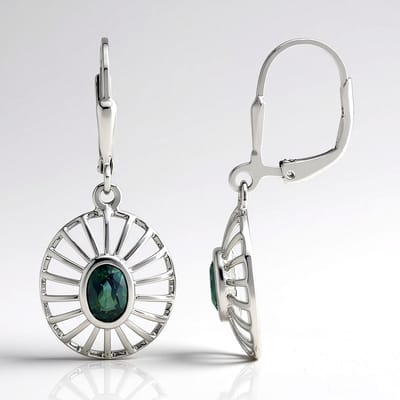 Cavill - Oorbellen 925 Zilver Platina Geplatineerd - 2 Petrolkleurige Australische Saffieren 6x4 mm 1 161 ct - Luxe Oorknopjes