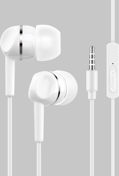 2x Bedrade oortjes - In Ear Oordopjes - Oortjes met Draad en Microfoon - Extra Bass - 3,5mm Jack Aansluiting - 120cm kabel - Wit