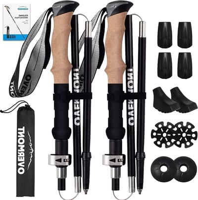 Wandelstok Opvouwbaar Ultralicht - Koolstofvezel en Aluminium - 2 stuks voor Vrouwen en Mannen - Wandelen, Kamperen, Bergen, Backpacking, Trekking