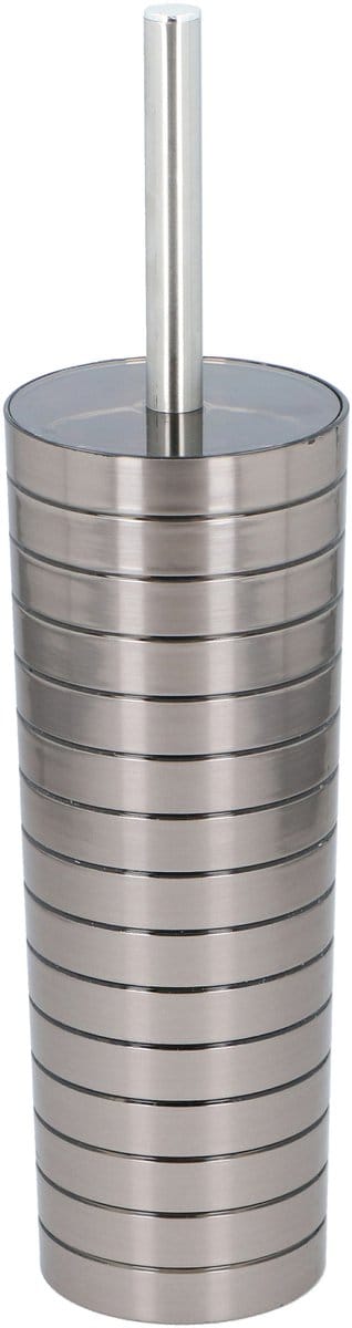 Benson toiletborstel met houder - RVS - H38 cm - zilver - badkamer/toilet - wc borstel