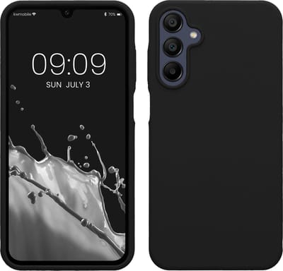 kwmobile telefoonhoesje geschikt voor Samsung Galaxy A15 5G - Hoesje met siliconen coating - Smartphone case in zwart