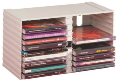 ESSELTE CD/DVD BOX VOOR 20 CD OPEN GRIJS
