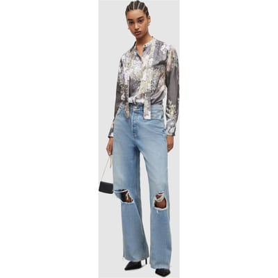 AllSaints Toni Venetia Shirt Concrete Grey Size: 14 | Long-Sleeved Tops Outlet | Dames | Grijs