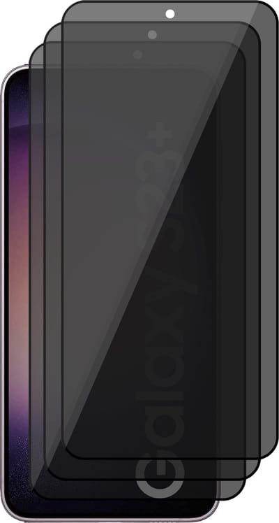 Privacy Screenprotector geschikt voor Samsung Galaxy S23 Plus - 3x Glas Screen Protector FullGuard
