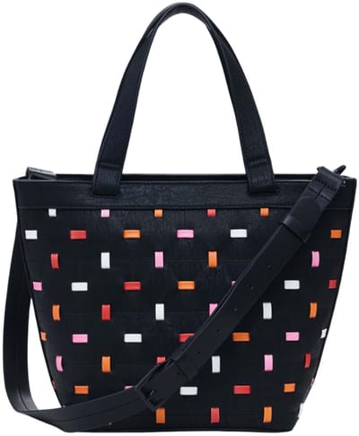 Desigual Handtas Schoudertas Fantasia Valdivia Shopping Bag Black Zwart