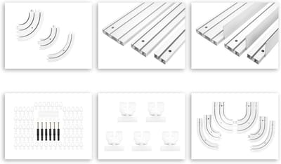 Gordijnrails Afsluitboogset - Raamaccessoires Set - Raamdecoratie Creëren - Robuuste Kunststof Constructie - 170 x 58 x 13 mm - Wit