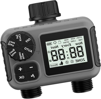 Automatische Irrigatie Controller - Water Timer Tuin - Planten Water Geven - 2 Zones Instelbaar - 3/4" Schroefdraad - Meerkleurig
