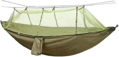 Hangmat met Klamboe - Nylon Hangmat - Buiten Ontspannen - Lichtgewicht Nylon - Enkele Persoons - Groen