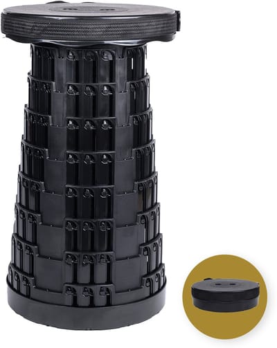 Alora Opvouwbare Kruk Extra Strong - Zwart - Telescopische Kruk - 250 kg - Inklapbare Kruk - Draagbaar - Kampeerstoel - Opstapkrukje
