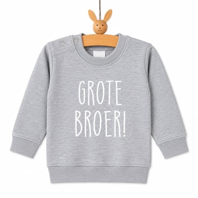 Sweater trui shirt voor kind - grote broer grijs Maat 74 - Big brother bro - Familie uitbreiding - Zwangerschap aankondiging hoera stoer ik word bekendmaking baby