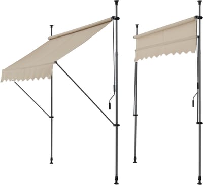 Klem zonwering luifel uitschuifbaar zandkleurig 200x120 cm