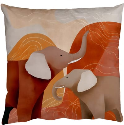 Sierkussens - Kussentjes Woonkamer - 50x50 cm - Olifanten - Oranje - Abstract