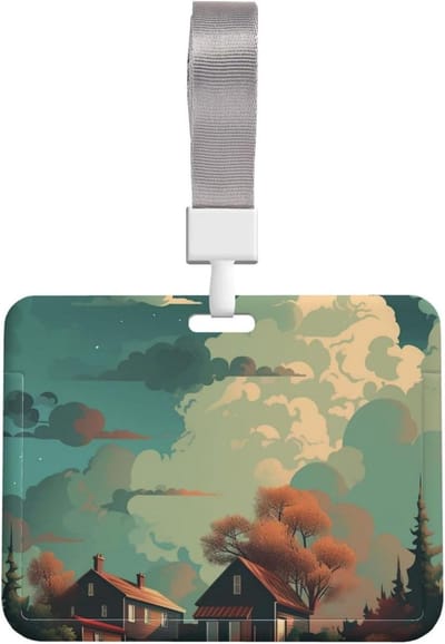 ID-kaart houder - Naamplaatje badge - Organiseren werk - Waterdicht stofdicht - 10 x 8 cm - Gebouwen bomen