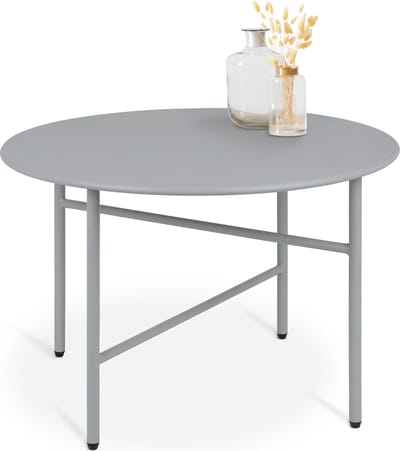 bomoe Finn Ronde Bijzettafel Metaal Grijs 53 cm Tafelblad Krasbestendig Stabiel, Lichtgewicht Salontafel Binnen & Buiten