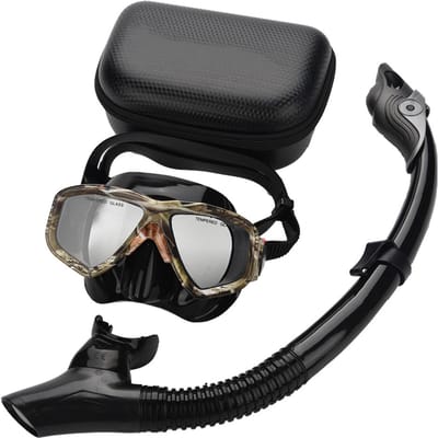 Lunettes de Snorkeling Yon Sub Protection Oculaire Tube à Air Valve de Respiration Natation (Camo) black