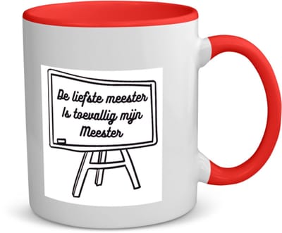 Akyol - de liefste meester is toevallig mijn meester koffiemok - theemok - rood - Meester - meester - leraar - 350 ML inhoud