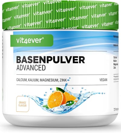 Basispoeder 360 g (72 Porties) - Hooggedoseerd met Magnesium, Kalium, Calcium & Zink in Citraat-Vorm - Vegan, Sinaasappelsmaak, Goed Oplosbaar, Zonder Suiker & Onnodige Toevoegingen - Vit4ever