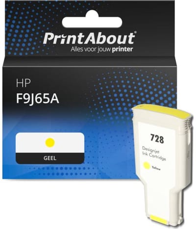 PrintAbout huismerk Inktcartridge F9J65A (728) Geel Extra hoge capaciteit Geschikt voor HP