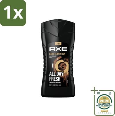 1 x Axe - 3-in-1 Douchegel - Dark Temptation - Dark Chocolate - 12hrs Long Lasting Scent - 250 ml- Douchegel - Geur - Lichaam - Gezicht - Haar