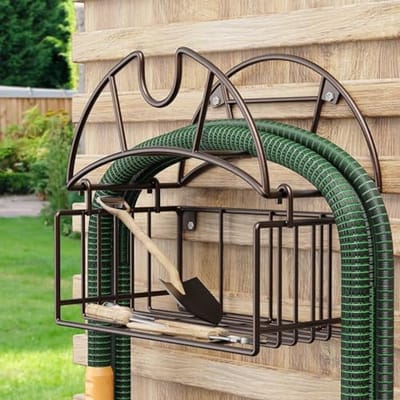 Tuinslanghouder met Opbergmand en Stevige Bevestiging voor Tuin en Garage