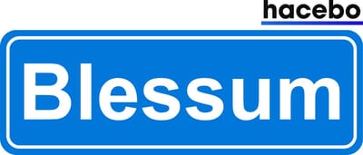 Hacebo - Plaatsnaam Sticker - 29x10 CM - Blessum sticker - Verkeersborden sticker - grappige cadeaus - Blessum