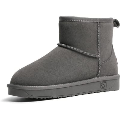 Echt Leer Sneeuwschoenen Vrouwelijk Winter Nieuw Dubbelzijdig Leer Kort Student Fleece-Gevoerd Verdikt Katoen Antislip Noordoost 40 gray