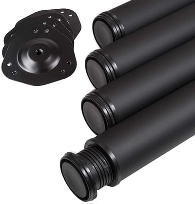 SOTECH 4 stuks Tafelpoten Hoogte 820 mm Ø 76 / 80 mm staal met zwart oppervlak belastbaar tot 300 kg (75 kg per stuk) met 32 mm hoogteverstelling