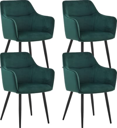 Colenis® - City Eetkamerstoel - Set Van 4 - Groen - Fluweel - Velvet - Industrieel - Stoel - Design - Armleuningen